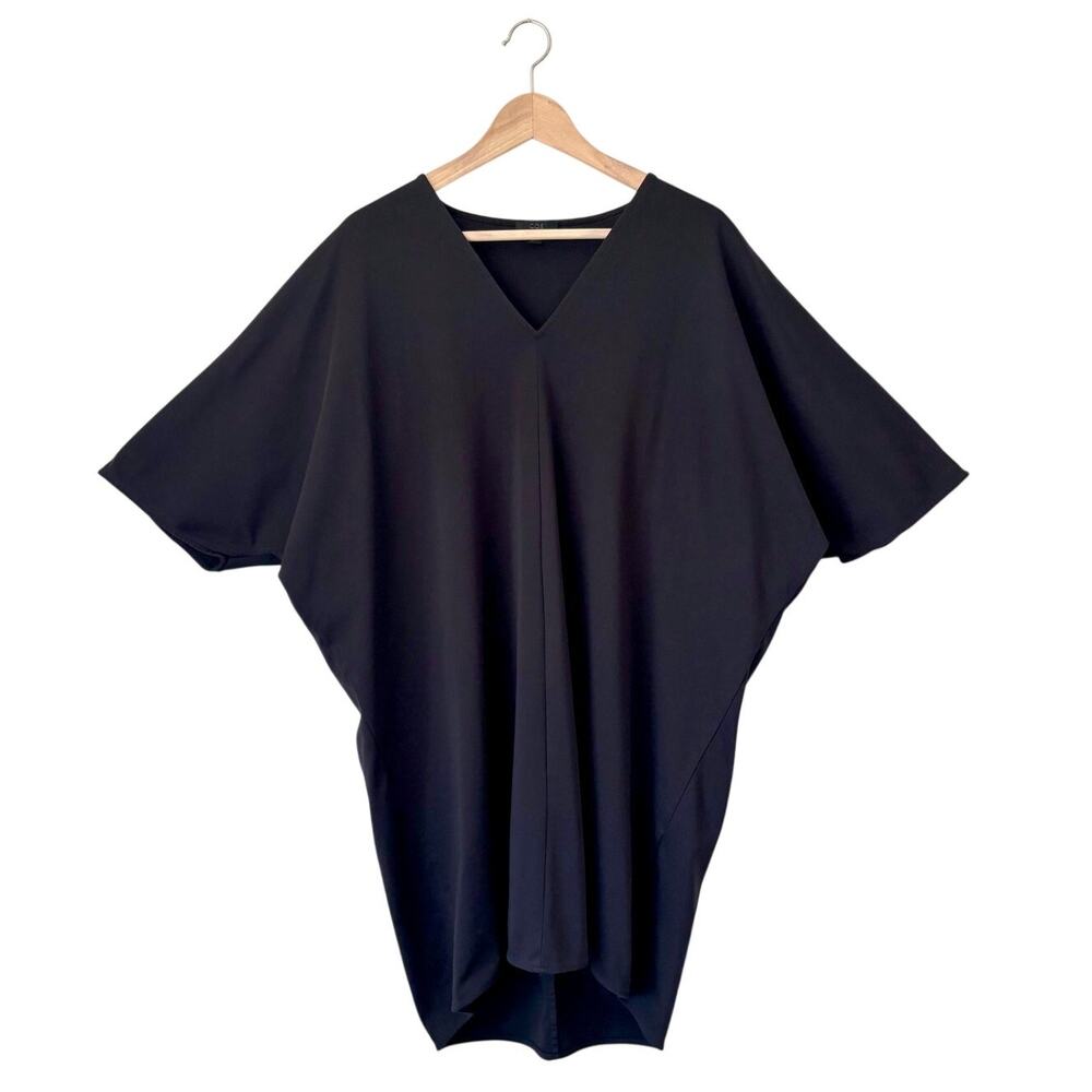 COS Black Cotton V-Neck Batwing Cocoon Dress- Size Small, Minimalist